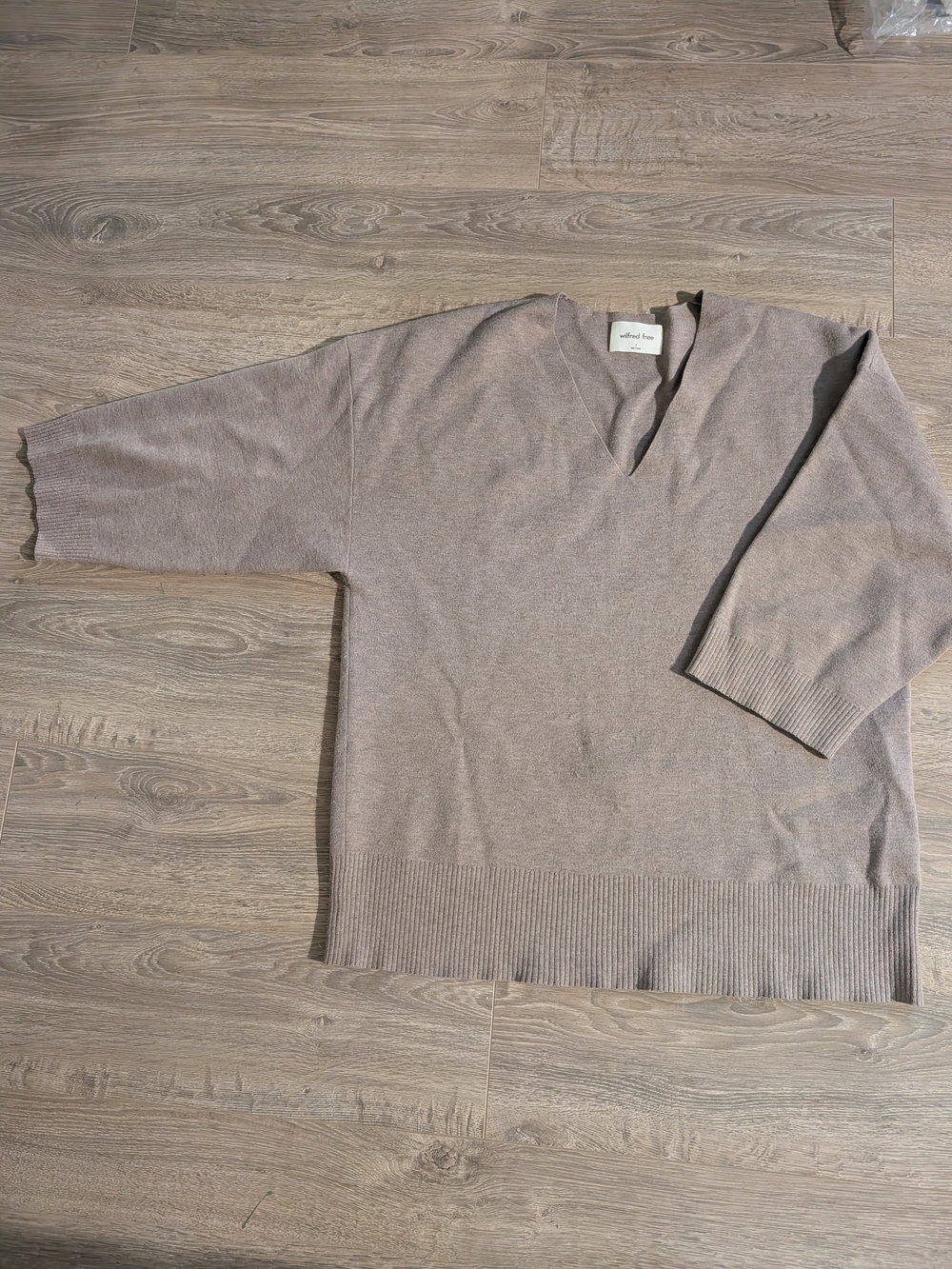 Wilfred Free Taupe Knit Sweater - Soft Minimalist Essential